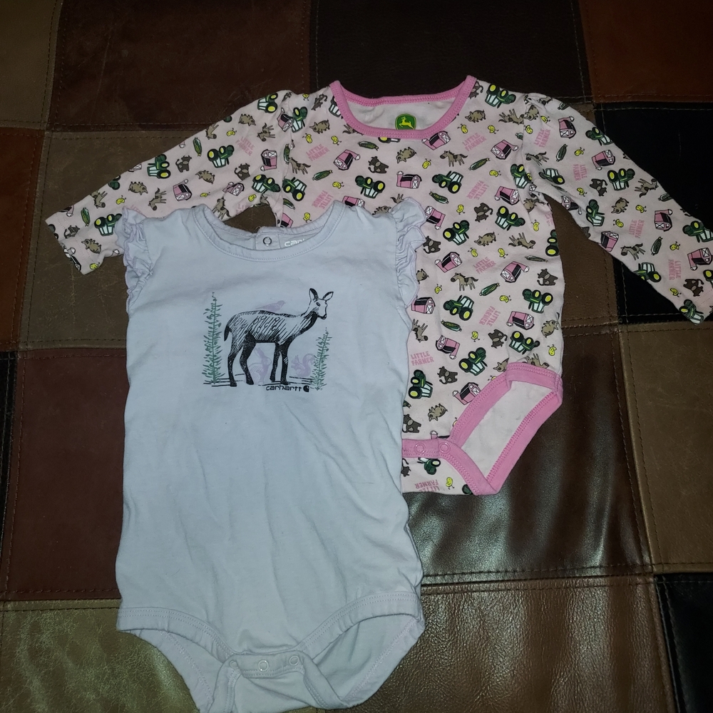 John Deere Pink Baby Onesie